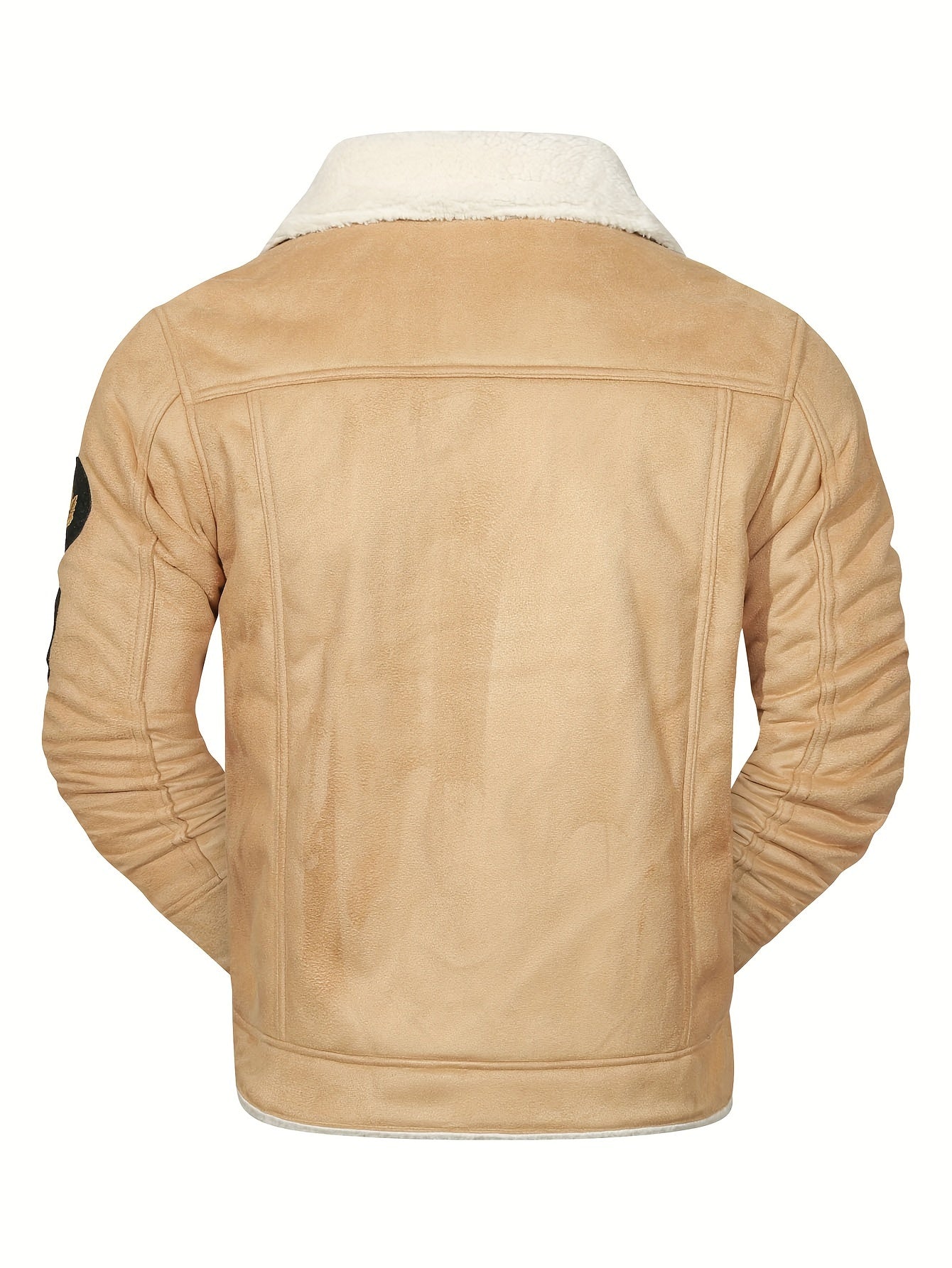 [Casual Polyester Jacket] Polyester Men's Casual Jacket - Long Sleeve, Solid Color, Single Breasted Placket, Non-Stretch Fabric, Regular Length, with Pockets - Daily & Casual Wear, Chilly Weather Apparel | Subtle Embellished