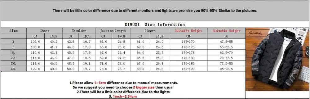 DIMUSI Men's Bomber Jacket 4XL | Thermal Windbreaker Coat