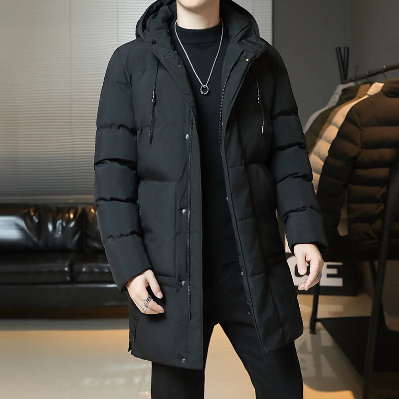 Men's Korean Style Long Puffer Coat | Thickened Warm Winter Jacket