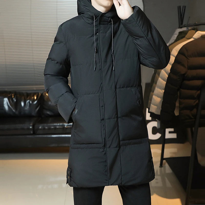 Men's Korean Style Long Puffer Coat | Thickened Warm Winter Jacket