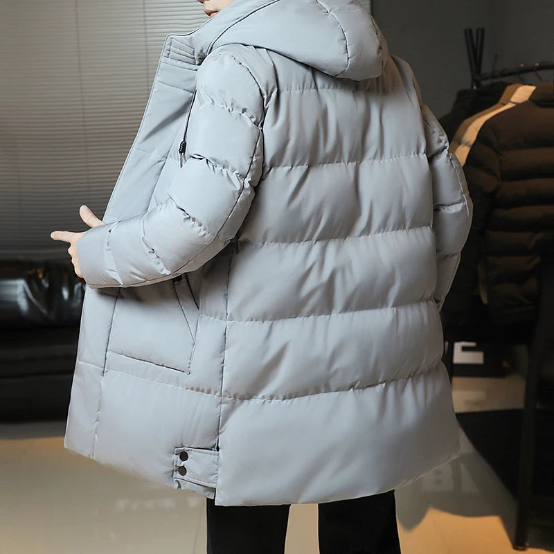 Men's Korean Style Long Puffer Coat | Thickened Warm Winter Jacket