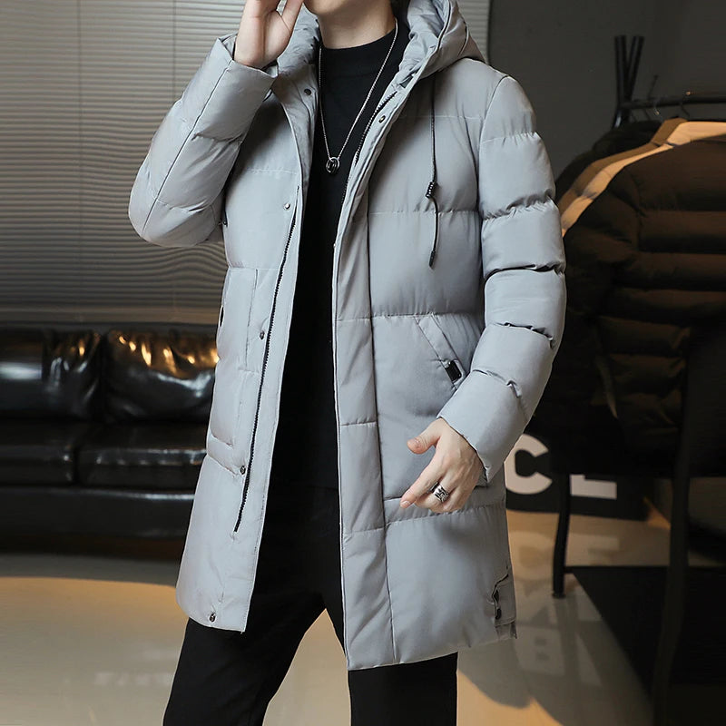Men's Korean Style Long Puffer Coat | Thickened Warm Winter Jacket