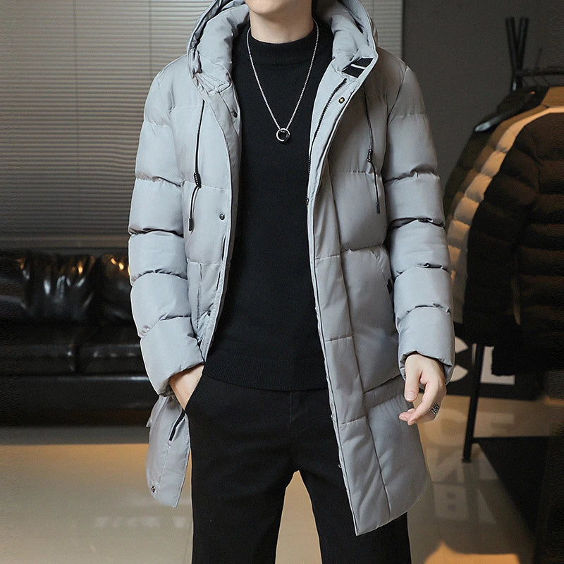 Men's Korean Style Long Puffer Coat | Thickened Warm Winter Jacket