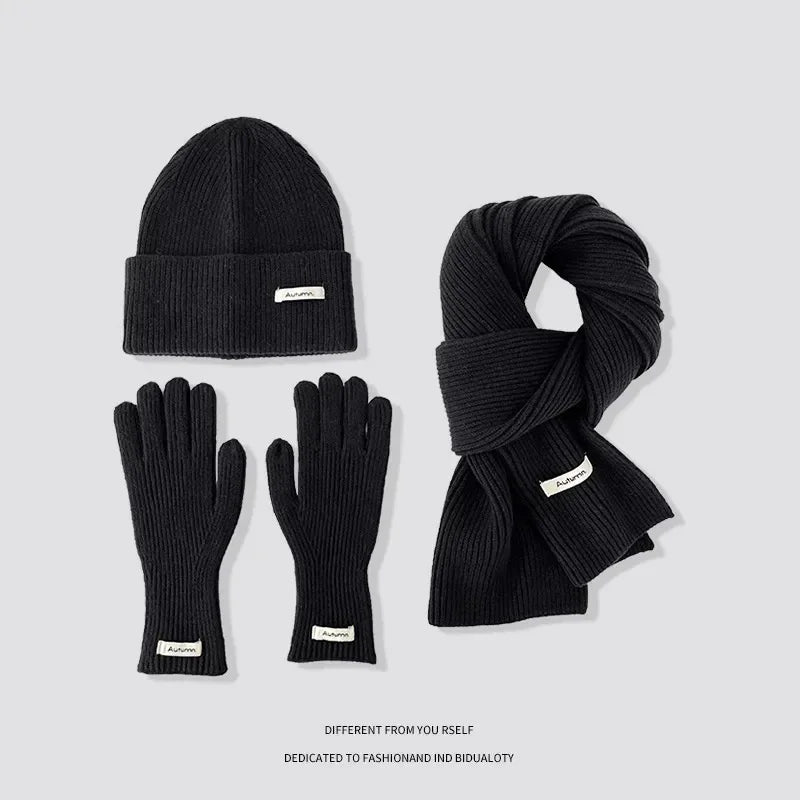 Women's Korean Winter Set | Hat Scarf Gloves Touch Screen