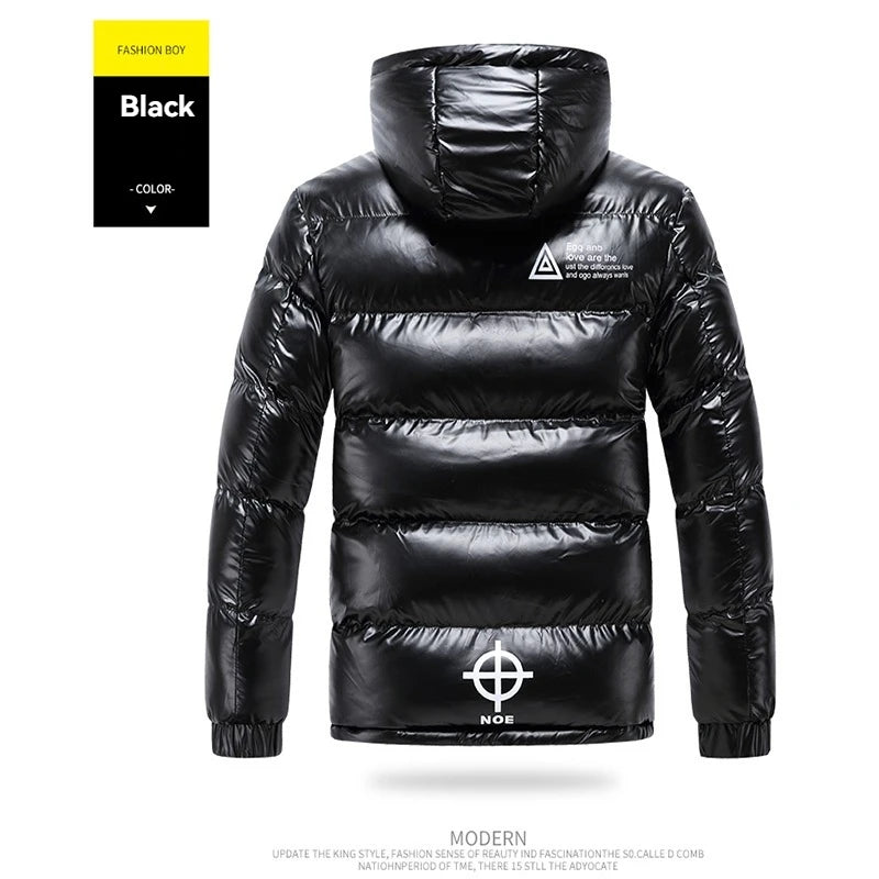 Men's Bright Padded Hoodie Jacket | Windproof Down Coat