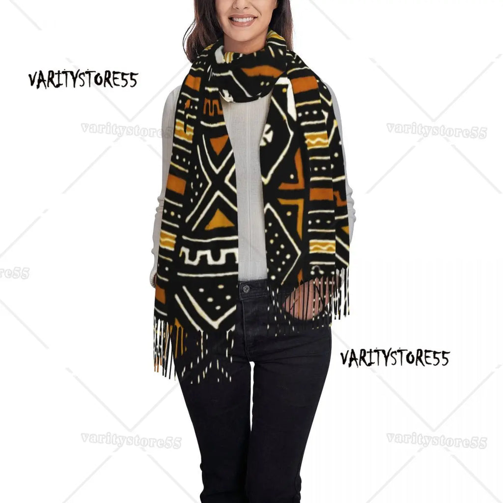 African Bogolan Scarf | Ethnic Tribal Art Shawl Wrap
