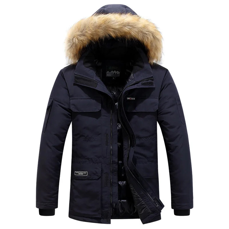 Men's Duck Down Winter Jacket -30°C | Fur Collar Hooded Parka