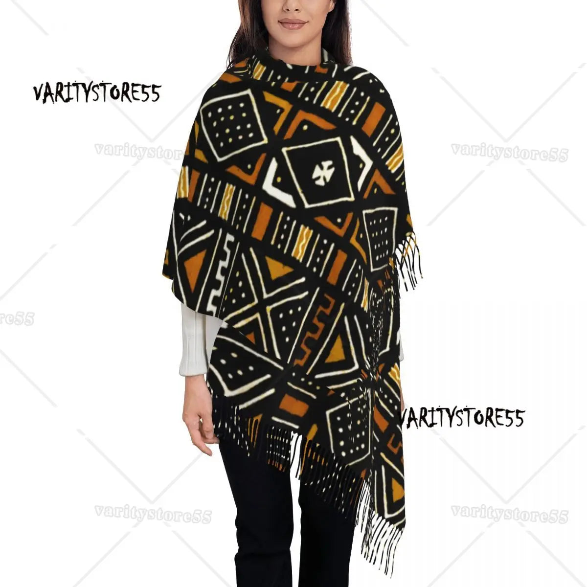 African Bogolan Scarf | Ethnic Tribal Art Shawl Wrap