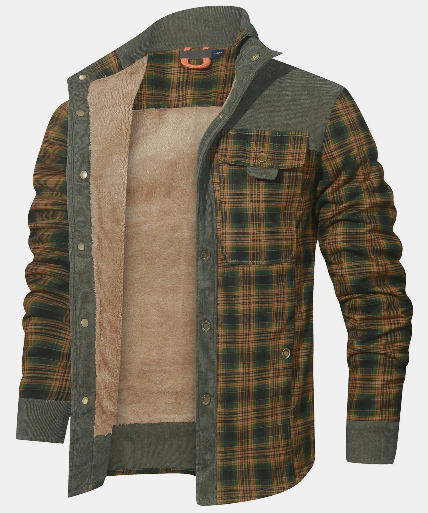 Men's Windproof Bomber Jacket | Sherpa Lined Flannel Coat