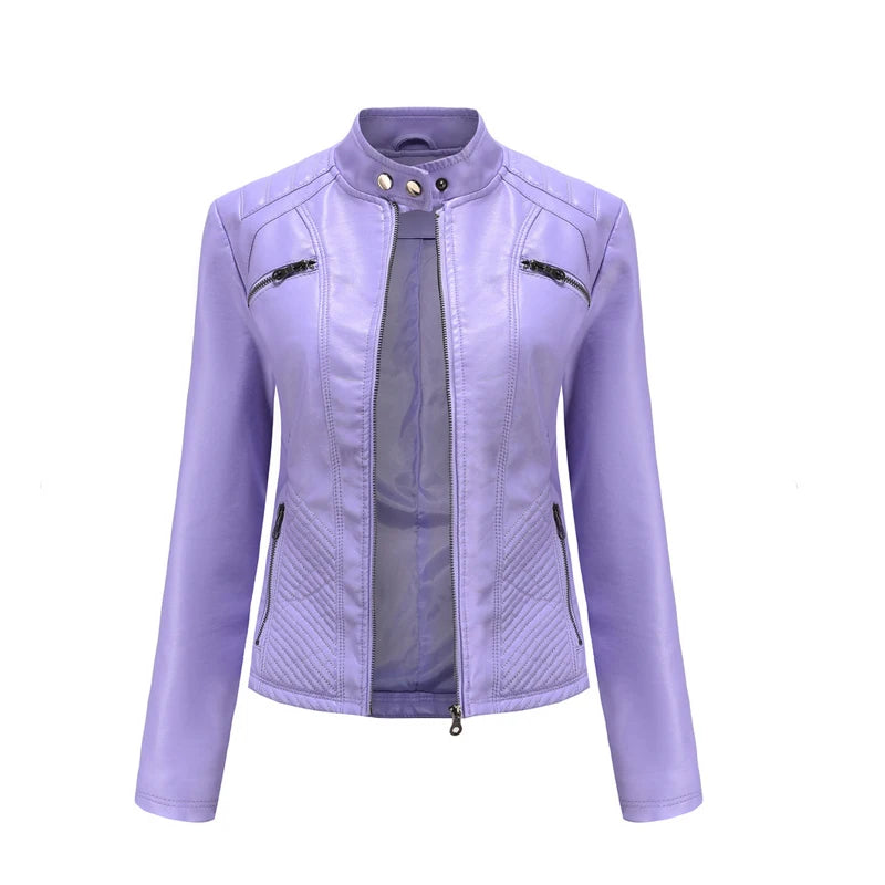 Autumn Winter Ladies PU Leather Jackets Outdoor Female Windproof Warm Jacket Fashion Girls Motorcycle Leather Jacket Clothing