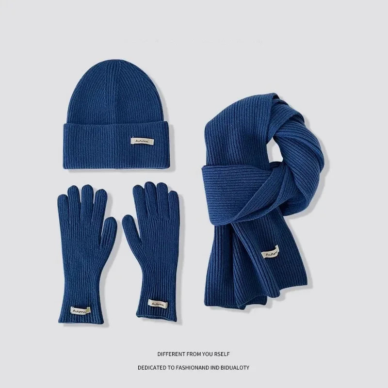 Women's Korean Winter Set | Hat Scarf Gloves Touch Screen