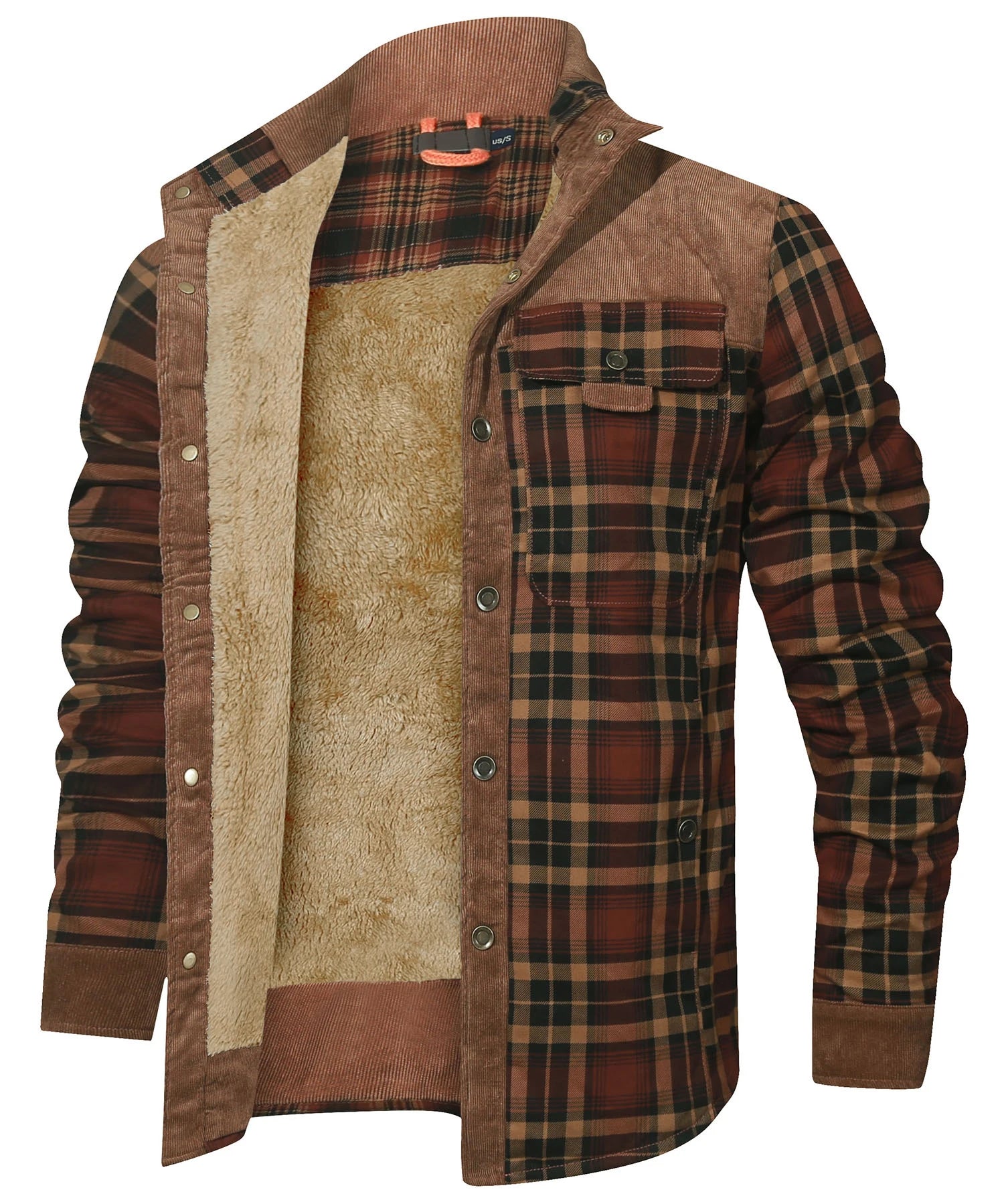 Men's Windproof Bomber Jacket | Sherpa Lined Flannel Coat