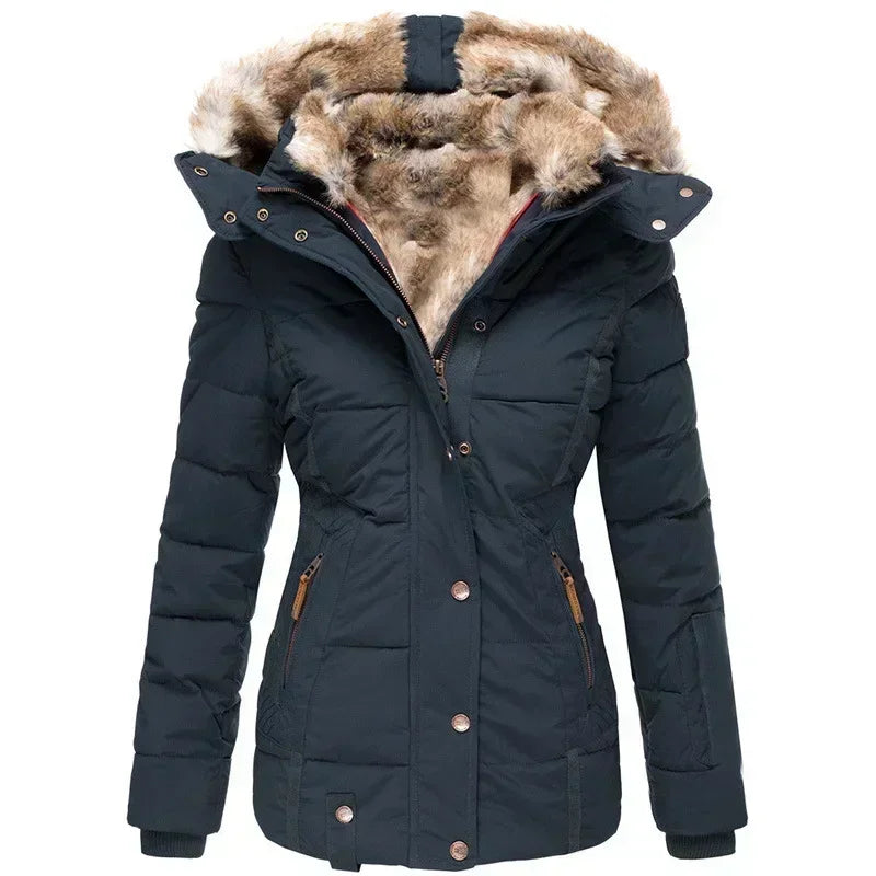 Manteau d'Hiver Femme Col Fourrure - Doudoune Chaude Capuche