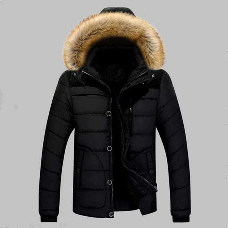 Men's Wool Liner Hooded Parka | Fur Collar Down Jacket