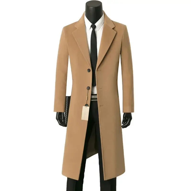 Manteau Laine Homme Business - Pardessus Chaud Col Costume