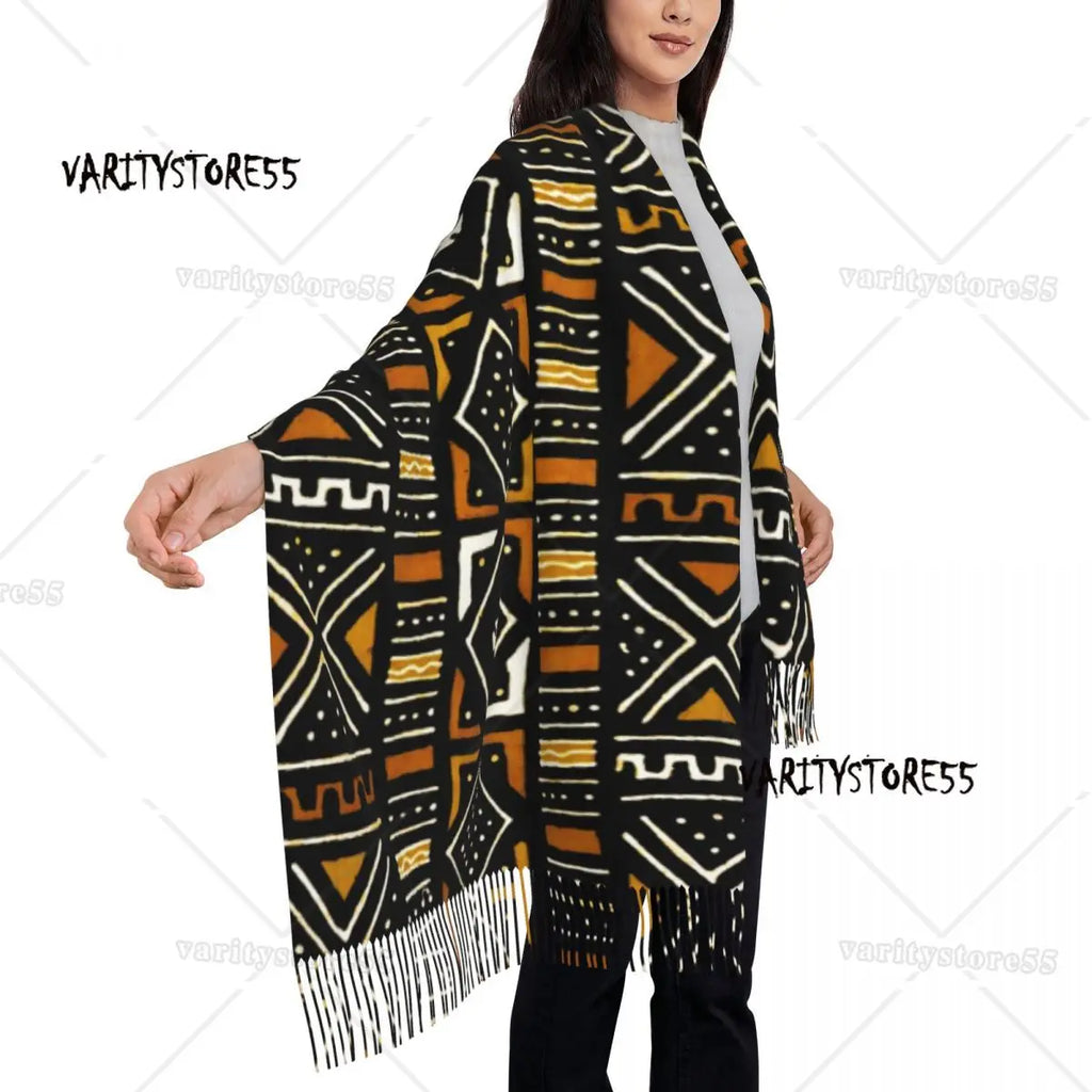 African Bogolan Scarf | Ethnic Tribal Art Shawl Wrap