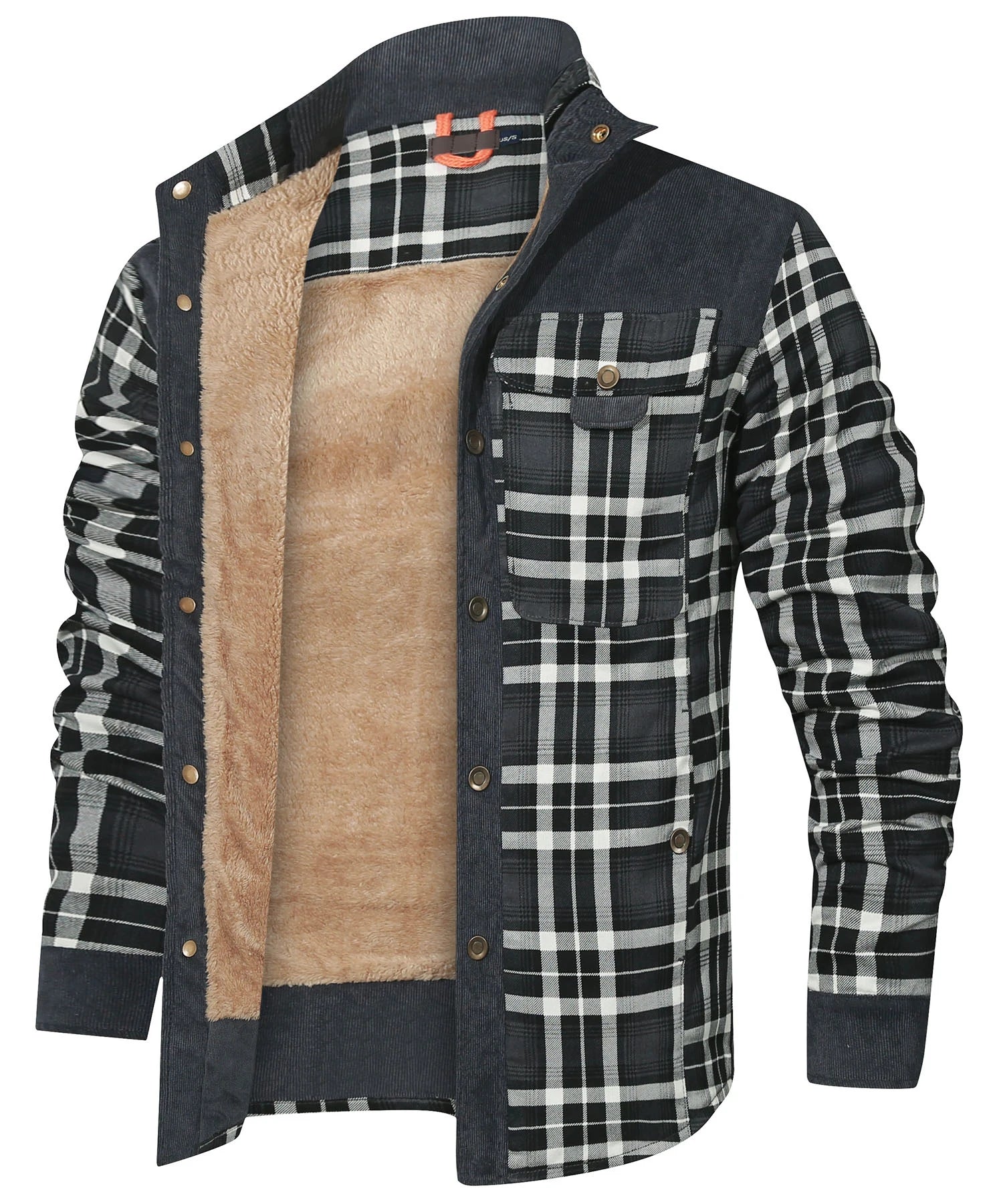 Men's Windproof Bomber Jacket | Sherpa Lined Flannel Coat
