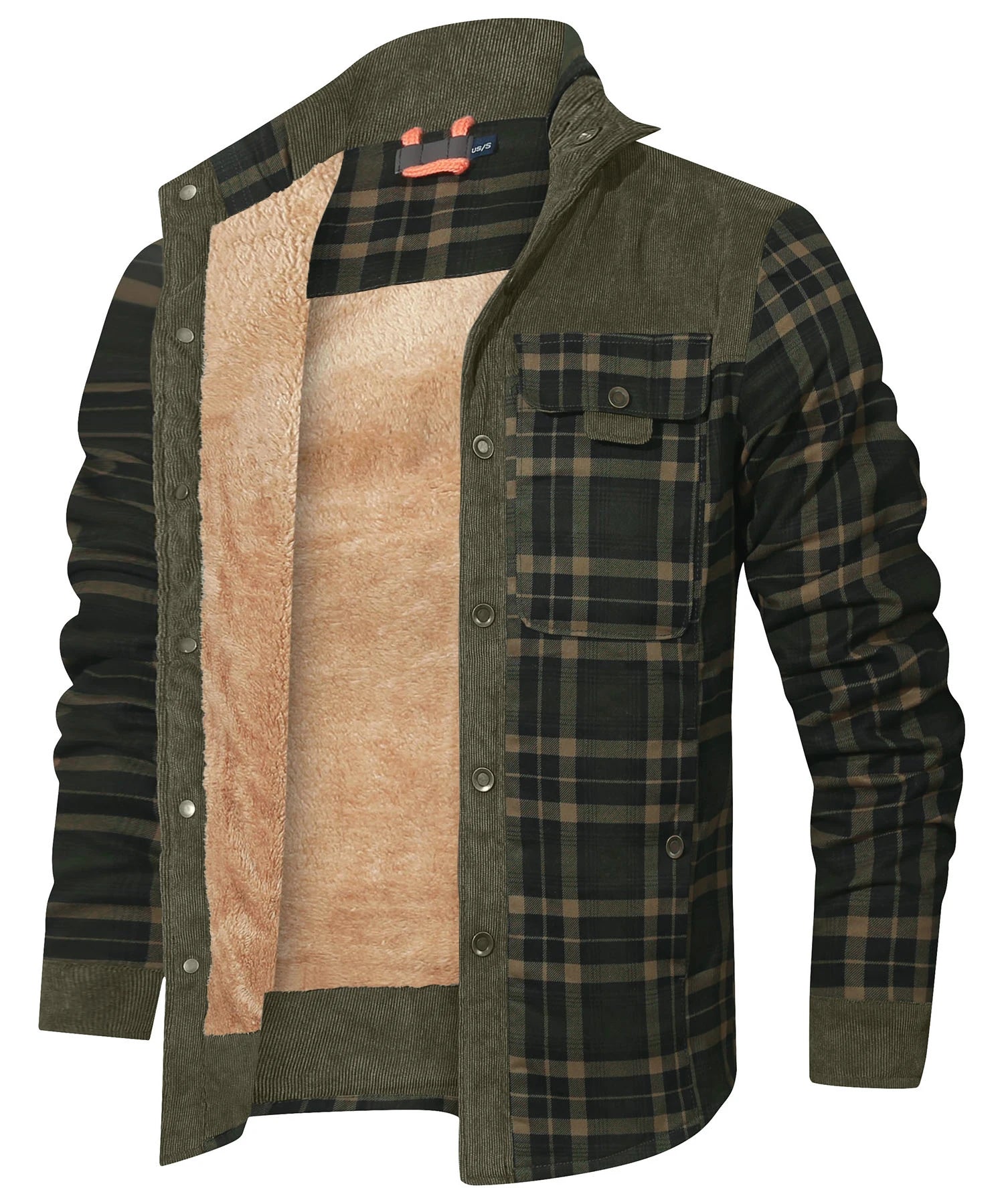 Men's Windproof Bomber Jacket | Sherpa Lined Flannel Coat