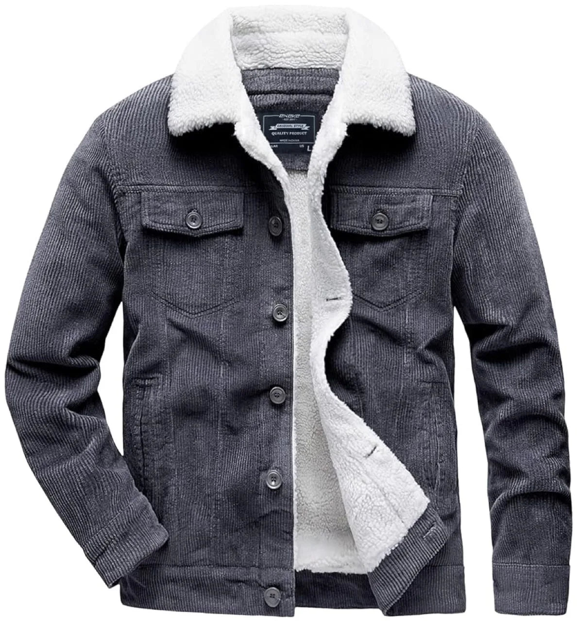 Men's Fleece Casual Parka | Single Breasted Jacket