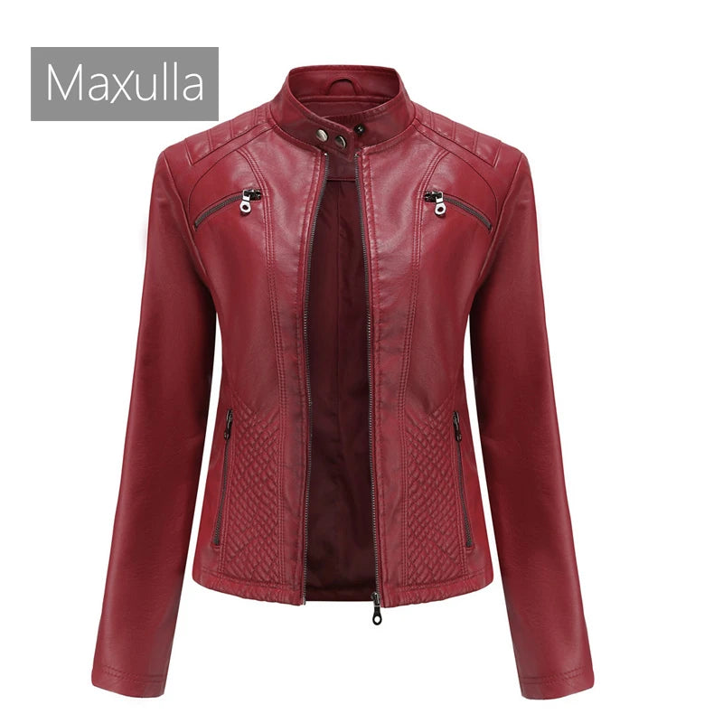 Autumn Winter Ladies PU Leather Jackets Outdoor Female Windproof Warm Jacket Fashion Girls Motorcycle Leather Jacket Clothing