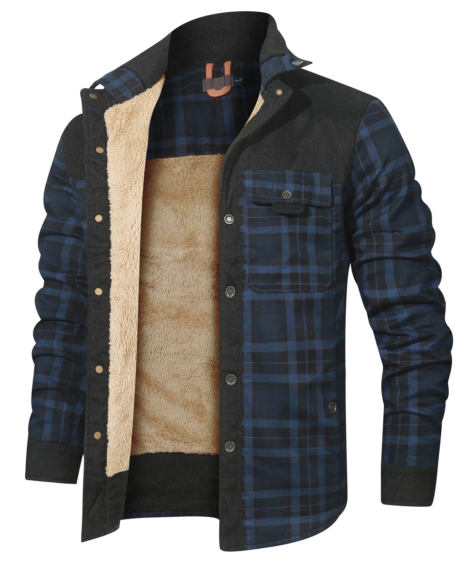 Men's Windproof Bomber Jacket | Sherpa Lined Flannel Coat
