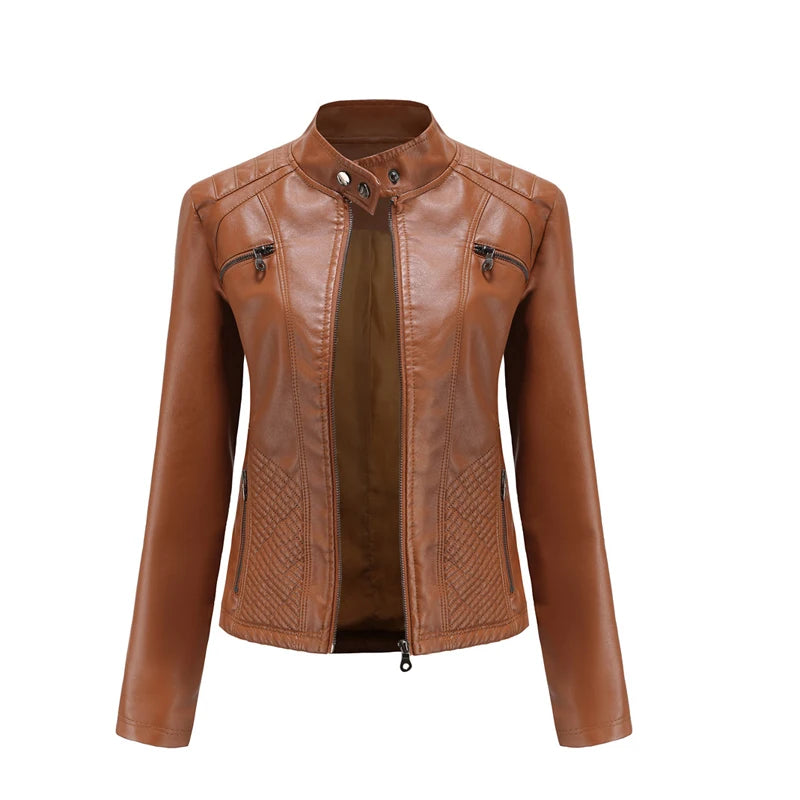 Autumn Winter Ladies PU Leather Jackets Outdoor Female Windproof Warm Jacket Fashion Girls Motorcycle Leather Jacket Clothing