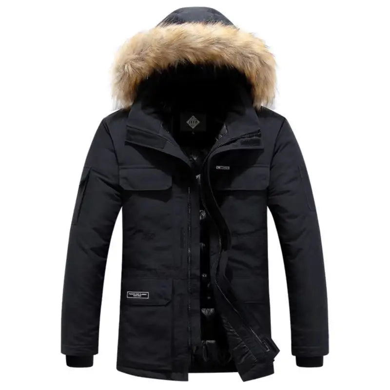 Men's Duck Down Winter Jacket -30°C | Fur Collar Hooded Parka