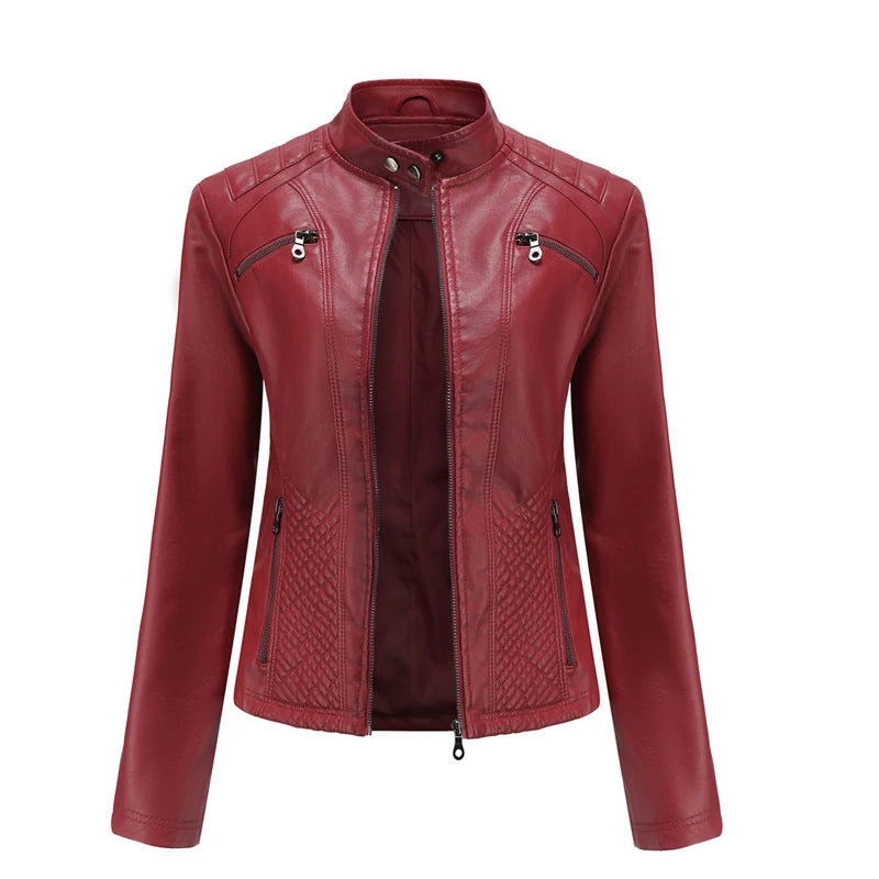 Autumn Winter Ladies PU Leather Jackets Outdoor Female Windproof Warm Jacket Fashion Girls Motorcycle Leather Jacket Clothing
