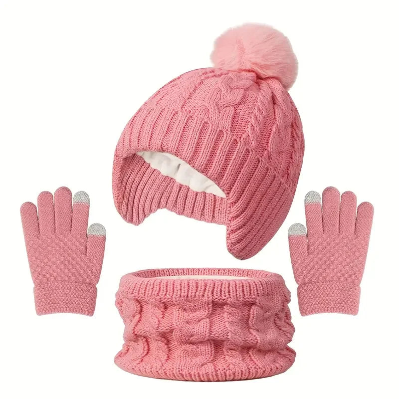 Kids Winter Set | Hat Scarf Gloves for Boys Girls Ages 3-8