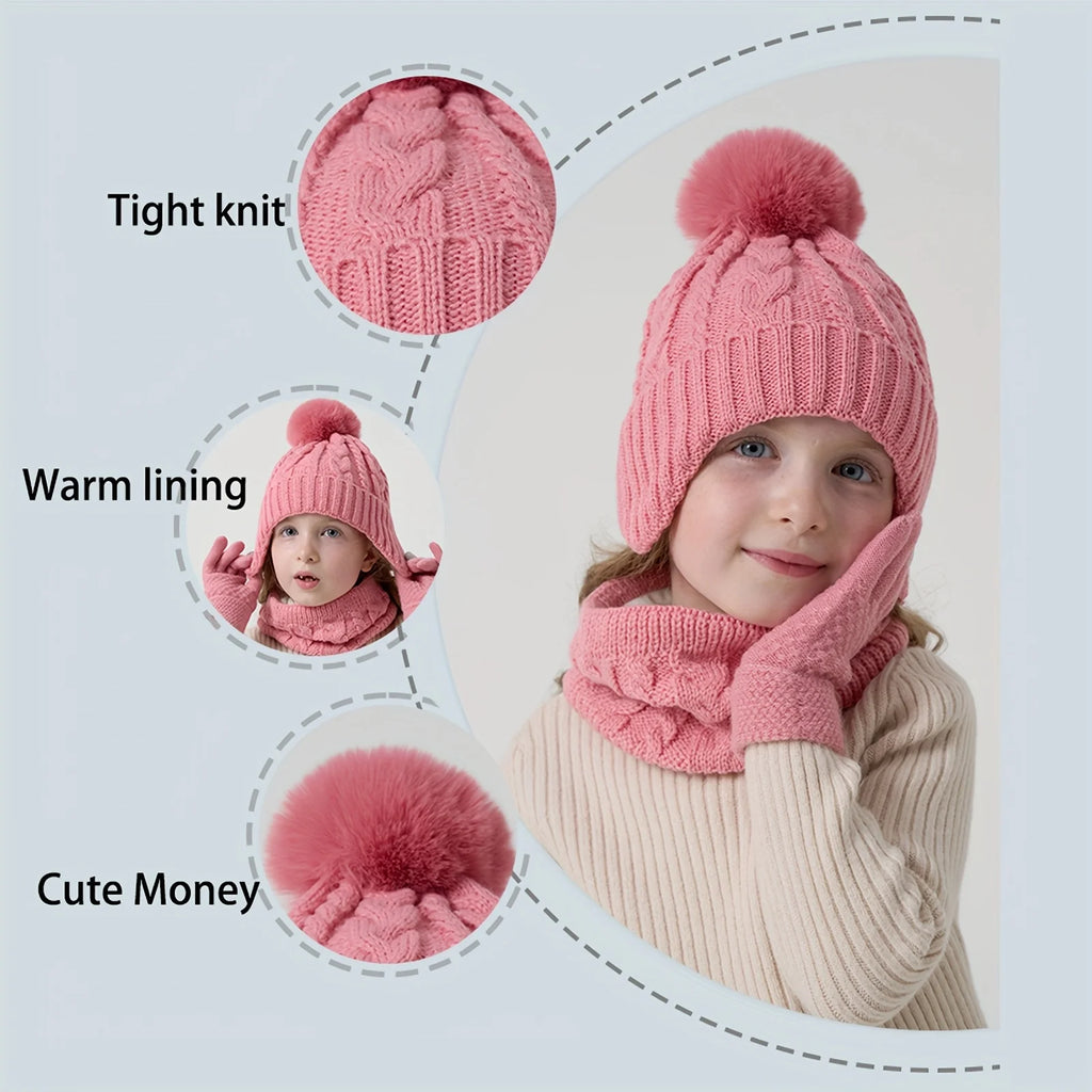 Kids Winter Set | Hat Scarf Gloves for Boys Girls Ages 3-8