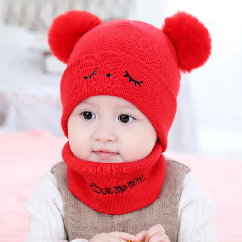 Baby Cotton Hat Scarf Set | Cartoon Warm Toddler Suit