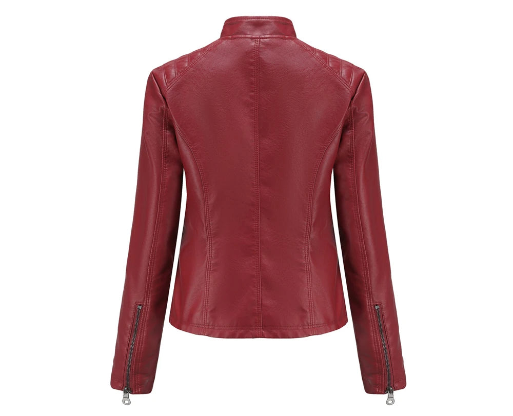 Autumn Winter Ladies PU Leather Jackets Outdoor Female Windproof Warm Jacket Fashion Girls Motorcycle Leather Jacket Clothing