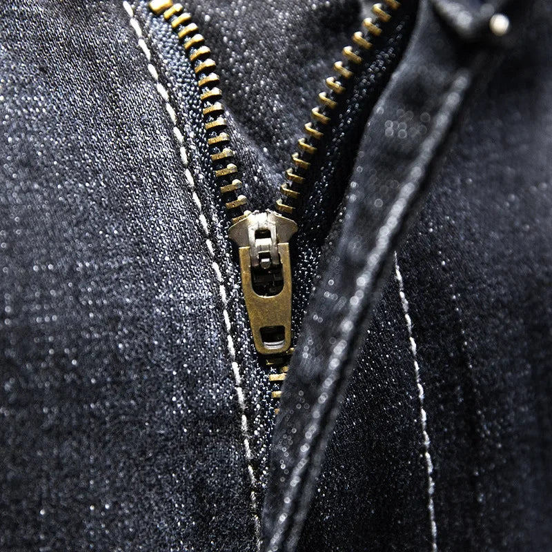 Men's Straight Fit Jeans - High Waist Denim Casual Pants