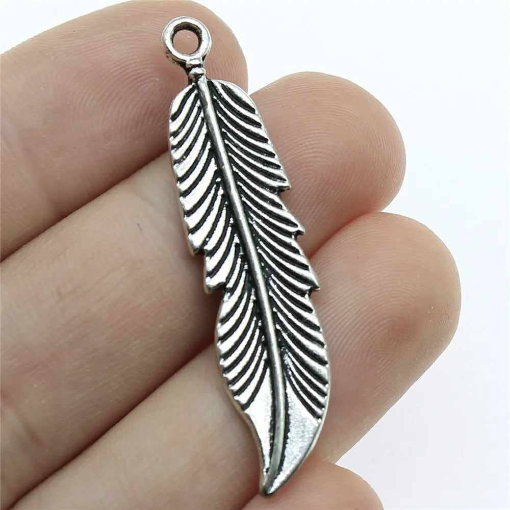 20pcs Feather Charms Feather Pendants Jewelry Making Feather Charms For Bracelet Making Antique Silver Color