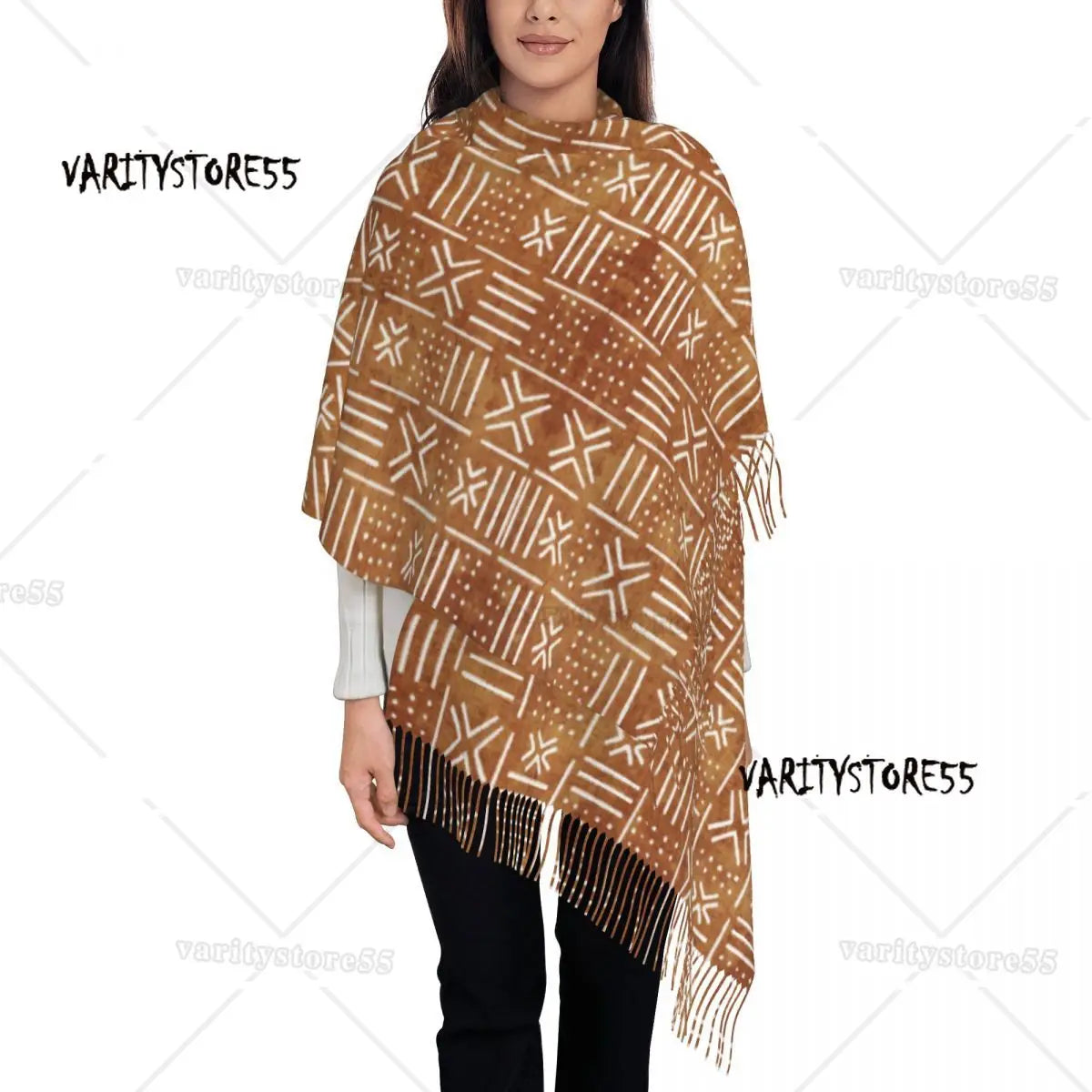African Bogolan Scarf | Ethnic Tribal Art Shawl Wrap