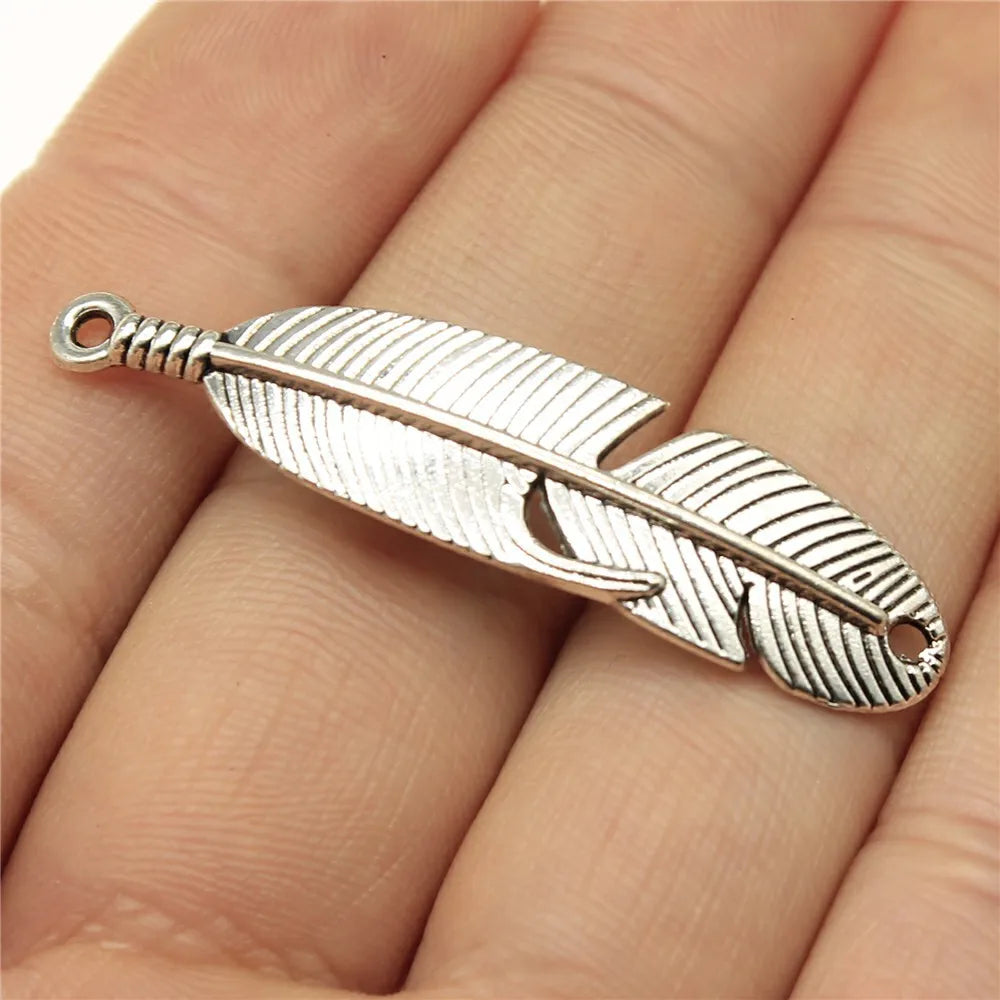 20pcs Feather Charms Feather Pendants Jewelry Making Feather Charms For Bracelet Making Antique Silver Color