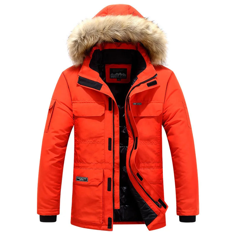 Men's Duck Down Winter Jacket -30°C | Fur Collar Hooded Parka