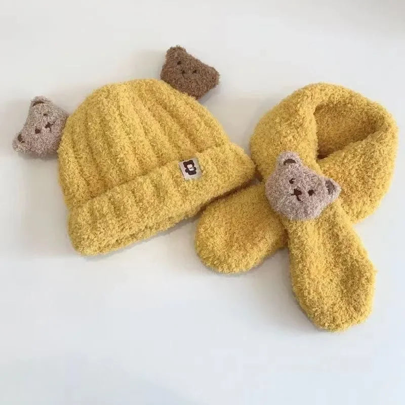 Baby Bear Hat Scarf Set | Plush Ear Protection Winter Warmer