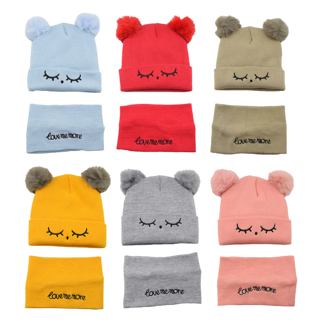 Baby Cotton Hat Scarf Set | Cartoon Warm Toddler Suit