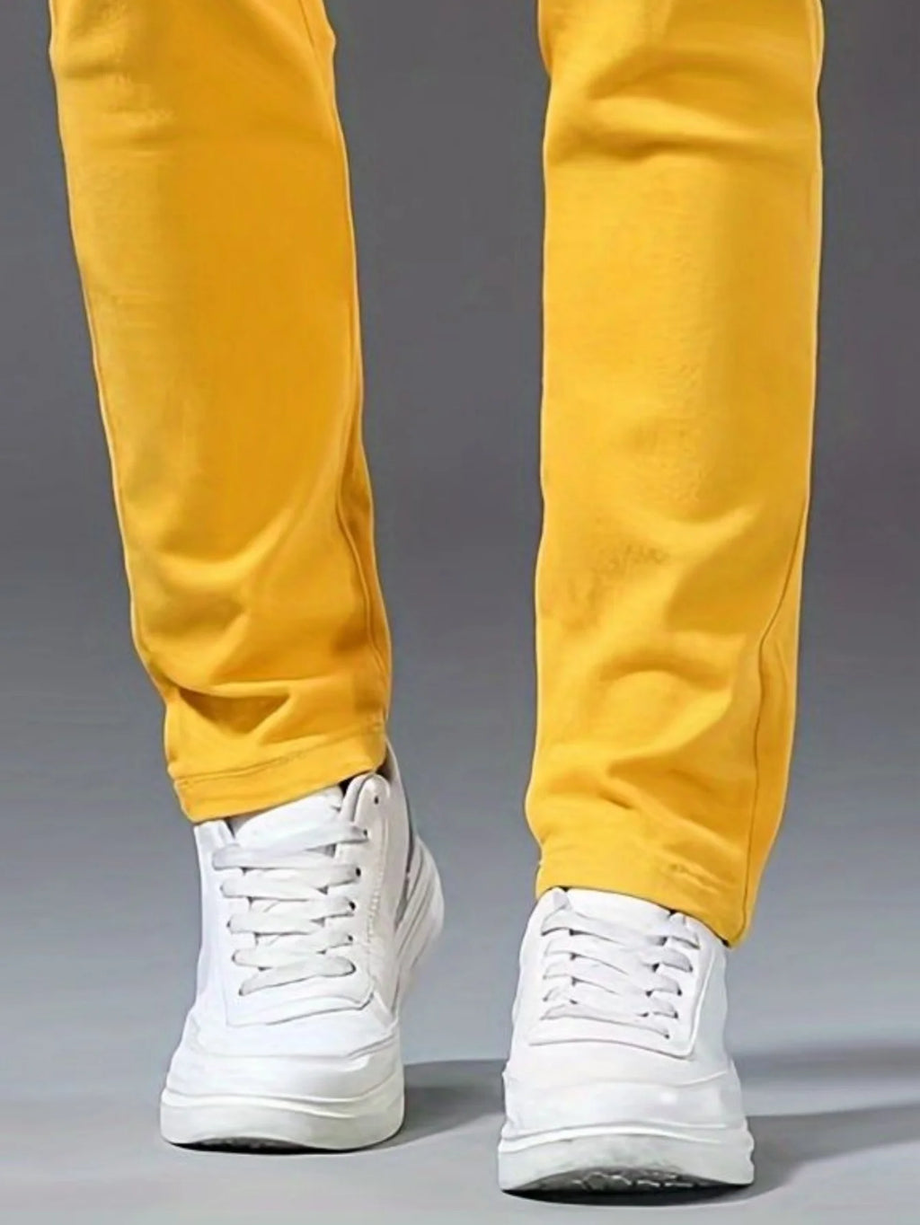 Men's Yellow Fashion Jeans - Slim Fit Elastic Casual