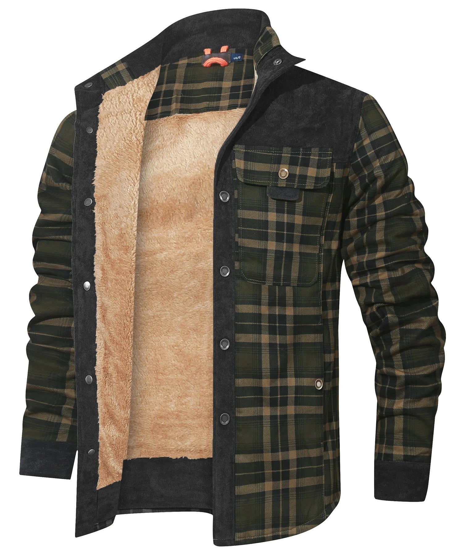 Men's Windproof Bomber Jacket | Sherpa Lined Flannel Coat