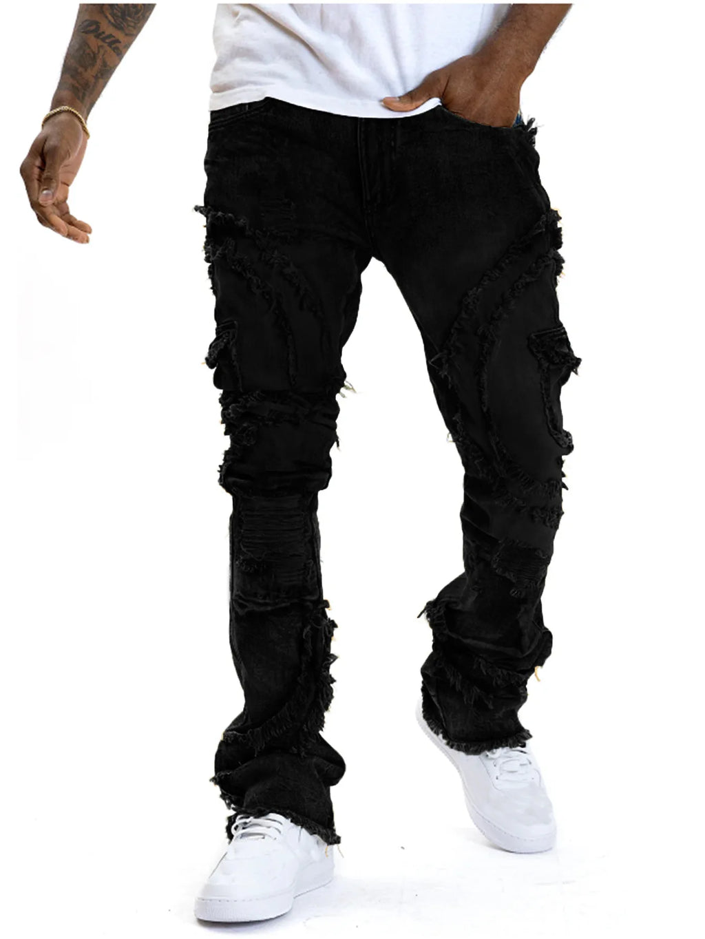 Men's Flared Ripped Jeans - Street Punk Retro 2025