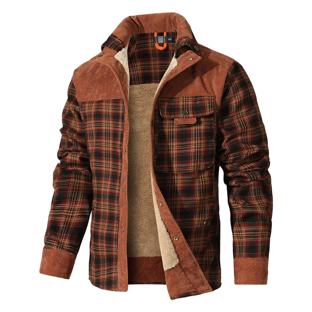 Men's Windproof Bomber Jacket | Sherpa Lined Flannel Coat