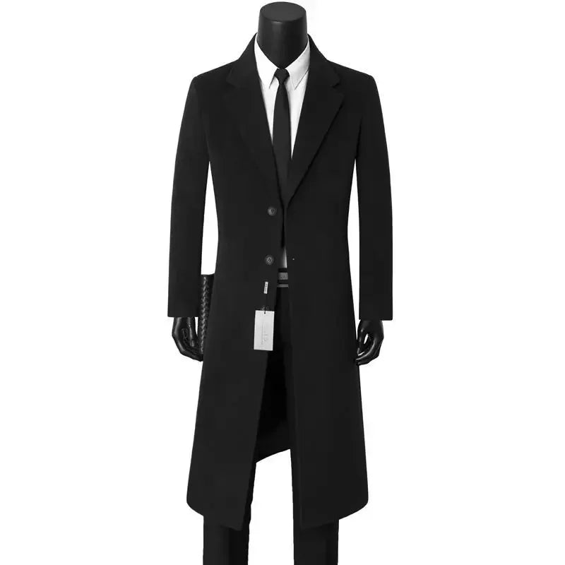 Manteau Laine Homme Business - Pardessus Chaud Col Costume
