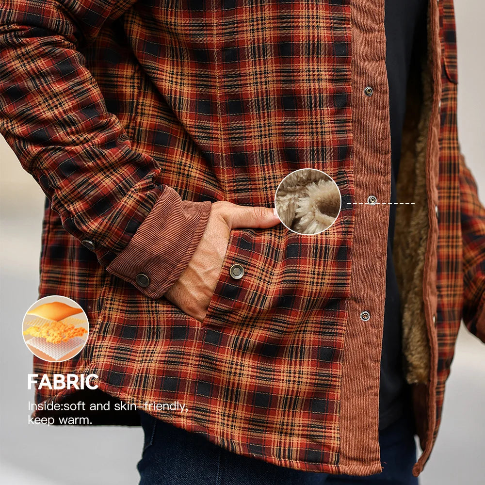 Men's Windproof Bomber Jacket | Sherpa Lined Flannel Coat