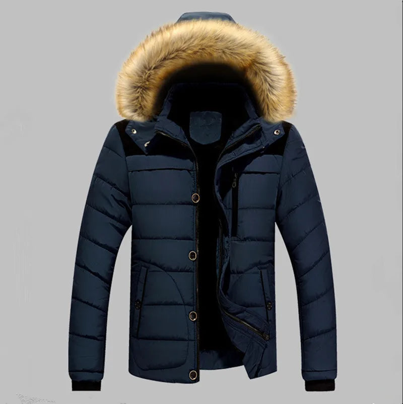 Men's Wool Liner Hooded Parka | Fur Collar Down Jacket