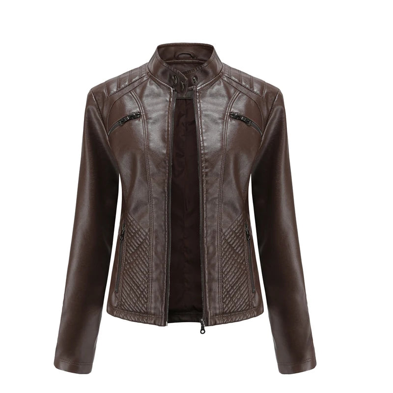 Autumn Winter Ladies PU Leather Jackets Outdoor Female Windproof Warm Jacket Fashion Girls Motorcycle Leather Jacket Clothing