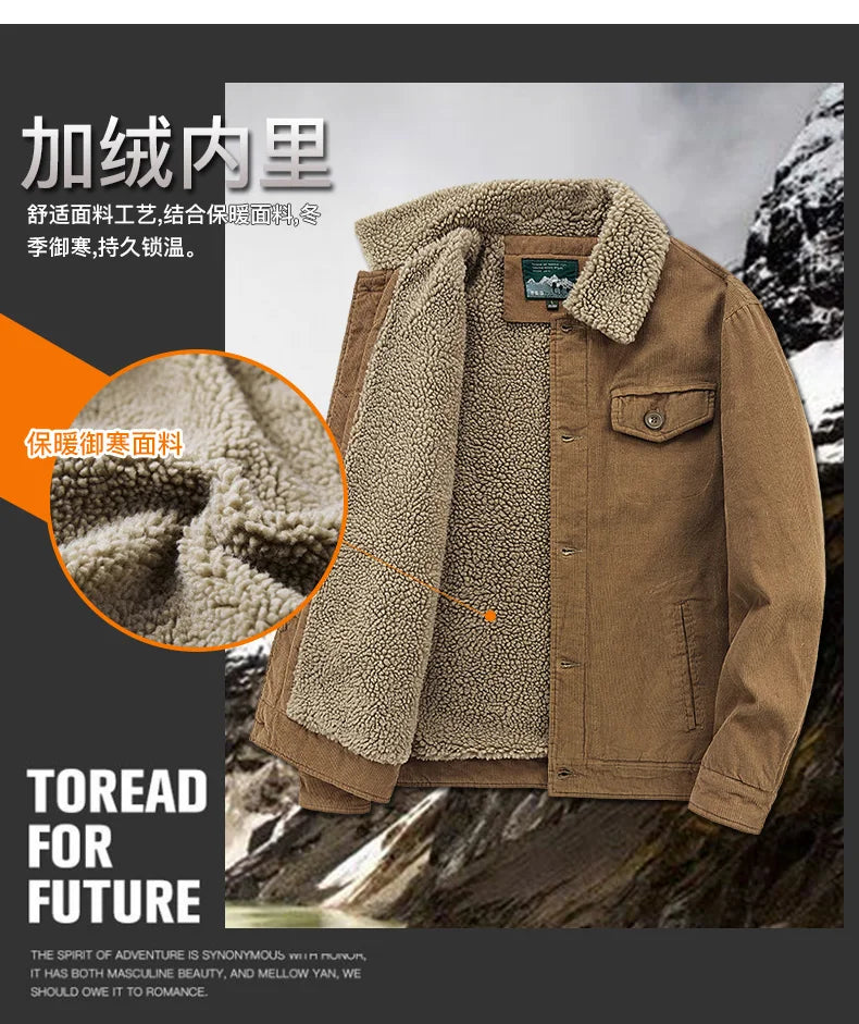 Men's Sherpa Corduroy Jacket | Vintage Cargo Parka