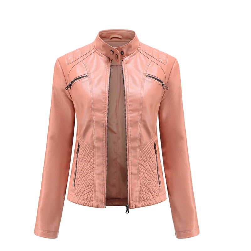 Autumn Winter Ladies PU Leather Jackets Outdoor Female Windproof Warm Jacket Fashion Girls Motorcycle Leather Jacket Clothing