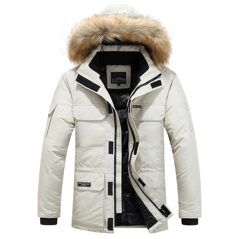Men's Duck Down Winter Jacket -30°C | Fur Collar Hooded Parka